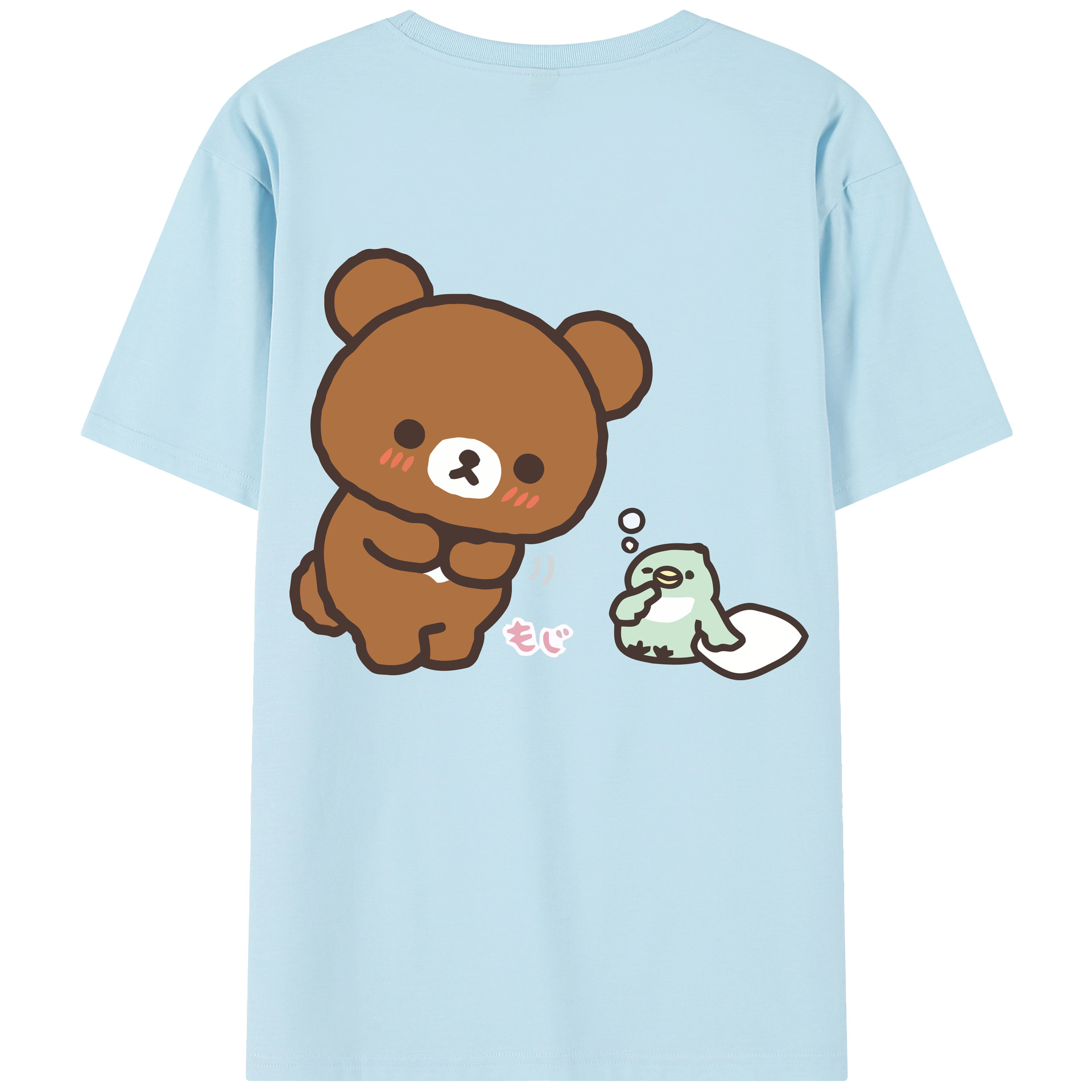 （画像用） リラックマ リラックマ キイロイトリ Rilakkuma Korilakkuma Kiiroitori 綿100％半袖Tシャツ（背面プリント）